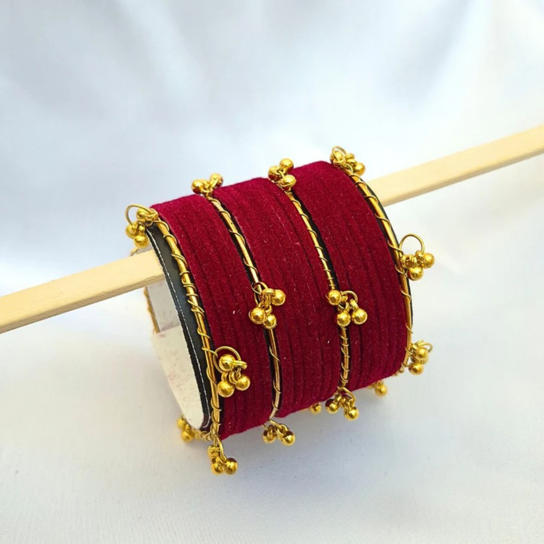 Maroon Golden Viral Kashmiri Bangels
