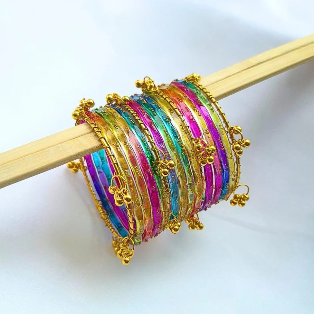 Dark Multi Raindrop Original Kashmiri Glass Bangles